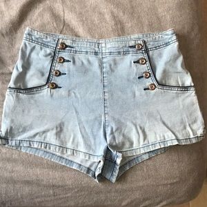 High-waisted jean shorts